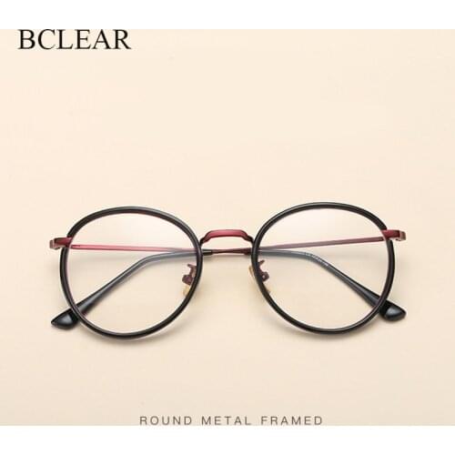 BCLEAR Alloy TR90 Glasses Frame Men Ultralight Women Vintage Round Prescription Eyeglasses Retro Optical Frame Eyewear 2019 New
