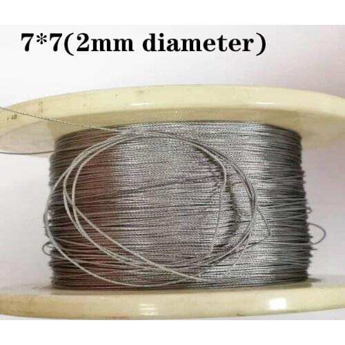 50M/100M 2mm Diameter 7X7 Construction 304 Stainless steel Wire rope Alambre Softer Fishing Lifting Cable