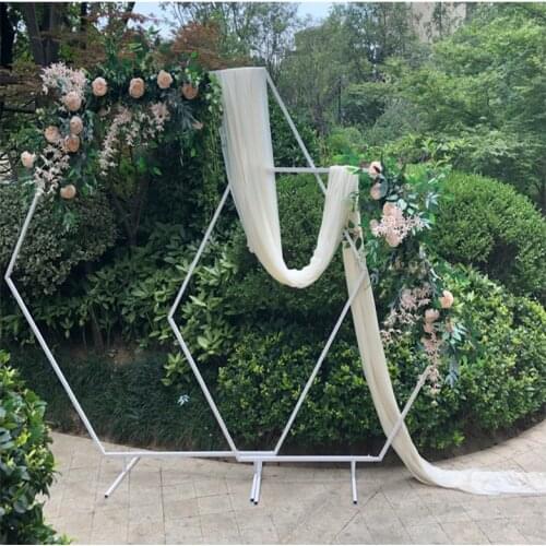 Hexagon Wedding Background Decoration Arch Diamond Wrought Iron Frame DIY Party Decor Path Artificial Flower Decoration Frame
