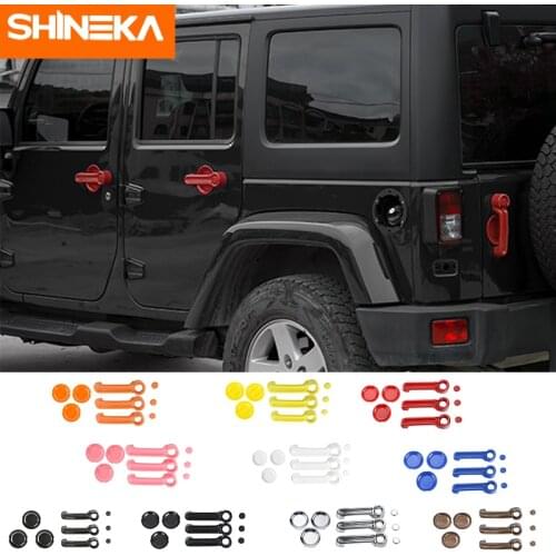 SHINEKA ABS Car Exterior Door Grab Handle Shell And Outer Door Bowl Cover Trim Decoration Stickers For Jeep Wrangler JK 2007