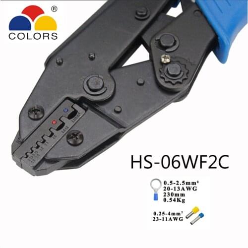 Connector tool HS-06WF2C ratchet crimping plier and non-insulated ferrules and insulated terminals 20-13AWG