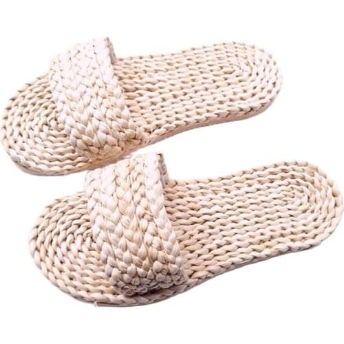 Keepsake natura man Straw Sandals unisex home shoes handmade mens straw slippers ummer Handwoven Seagrass Slippers for Women