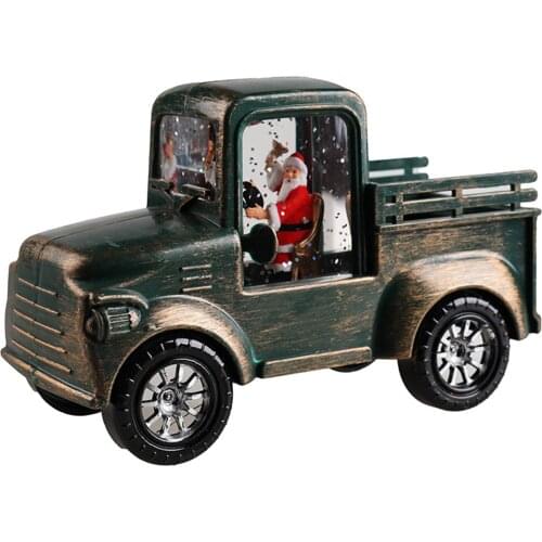 Retro Car Led Night Light with Santa Claus Pattern Powered by Button Battery Xmas Ornaments Toys Gifts Christmas Decor LBS