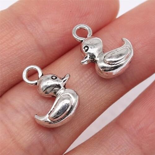 Tristana 10pcs 15x10mm Antique Silver Color 3D Duck Charms Pendant For Jewelry Making