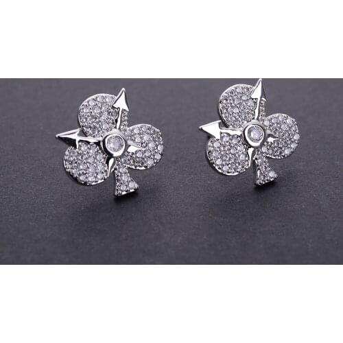 New Hot Womens Jewelry Gift White Color Zircon Stones Earring Charm Simple Flower Ear Studs