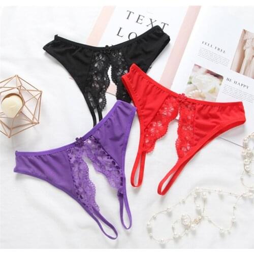 Womens Sexy Lingerie hot erotic open crotch Panties Porn Lace transparent underwear crotchless sex wear cheeky briefs for woman