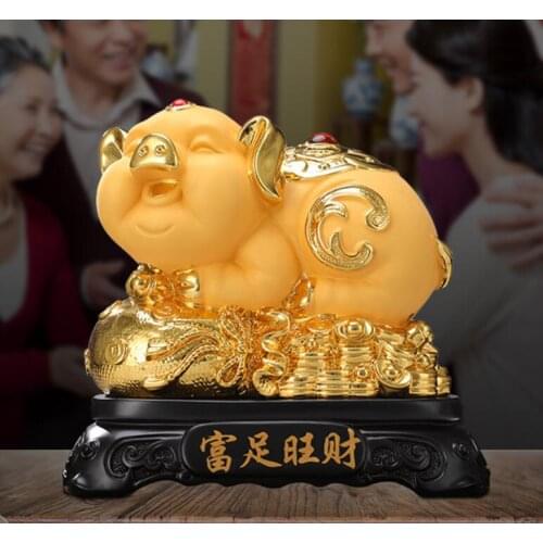 Golden pig decoration fortune prosperous fortune pig year mascot resin arts and Crafts gifts home feng shui furnishings