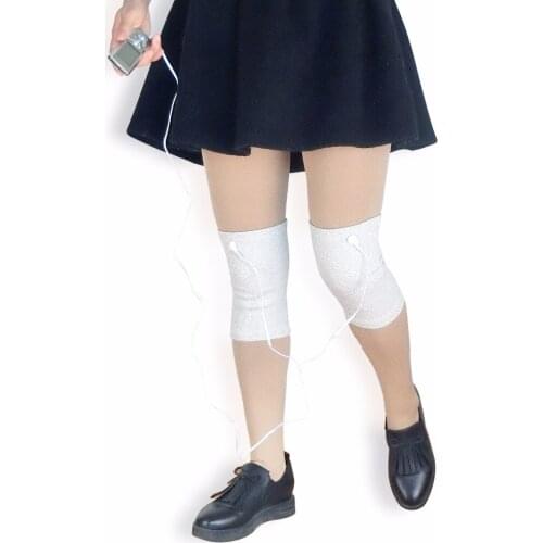 1Pair CONDUCTIVE MASSAGE KNEE PADS + 2PCS 2mm hole Button LEAD WIRES FOR TENS/EMS Electronic Therapy Machines