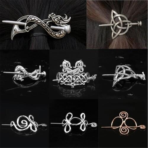 1pc Retro Viking Celtic Hairpin Gothic Dragon Meshy Shape Hair Clip DIY Jewelry