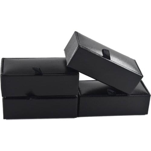 100pcs/Lot Cufflinks Box Black Cardboard Cuff Links Boxes Velvet Inside 8x4cm Cufflinks Storage Packaging Jewelry Boxes