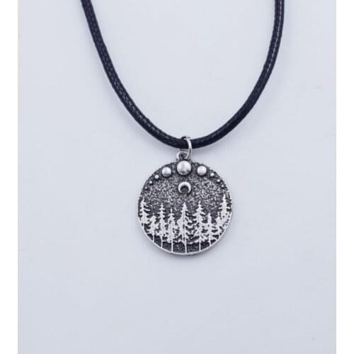 12pcs Pine Tree Under The Mountain Necklace Adventure Fashion Outdoor Camping Jewelry