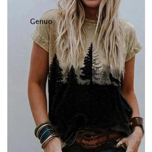 2021 Summer Vintag Print Tops Women Casual Short Sleeve O-neck Plus Size Harajuku Tshirt Female Clothes Tee Shirt Femme T-Shirs