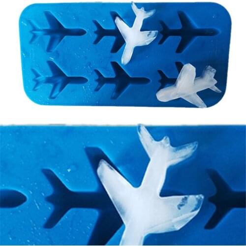 3D Ice Cube Maker Silicone Mold Airplane Shape Whiskey Cocktails Ice Cream Tray
