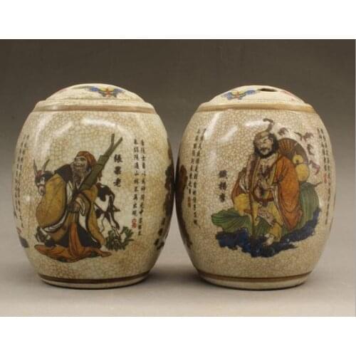 Antique Porcelain, Painted Eight Immortals Fengshui Tank Storage Tank Home Retro Decoration Crafts