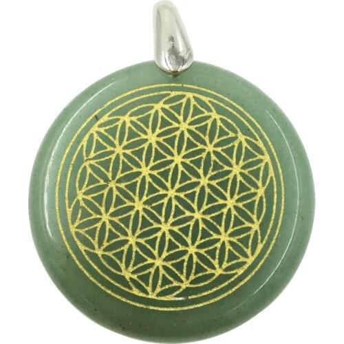 Free Shipping Fashion Jewelry Life Flower Jad Round Women Men Pendant Bead C7944