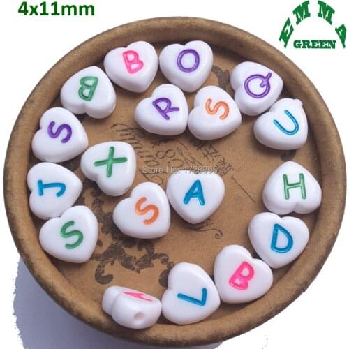 Letter Beads for Kids Heart Beads with Letters 11mm 50pcs Acrylic Beads Mix A-Z Alphabet Beads Letters for Jewelry making