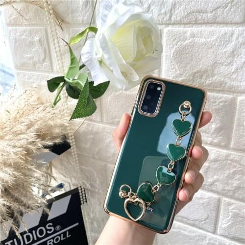 S20 Case Luxury Plated Electroplated Gold Heart Hand Bracelet Cover for Samsung Galaxy S20 Ultra S9 Plus S10 lite A50 A51 Cases