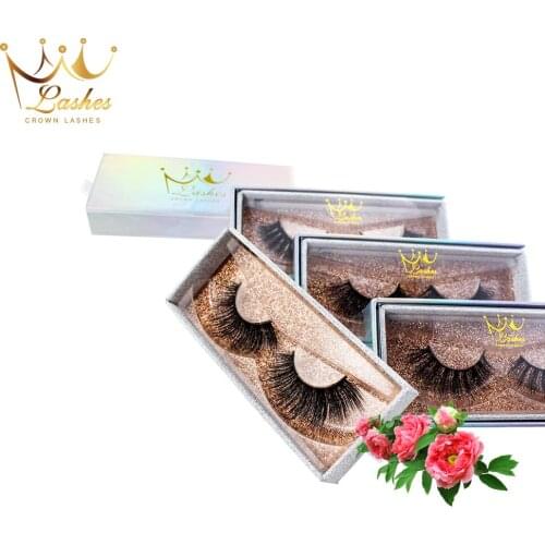 CrownLashes factory outlet 100% hand made 3d faux mink silk false eyelashes custom lable and box
