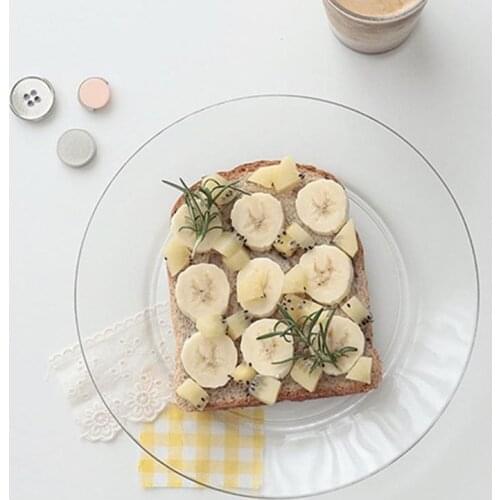 CuteLife Nordic Transparent Tempered Glass Dessert Plate Snack Sushi Cake Coffee Plate Breakfast Restaurant Wedding Dish Plates