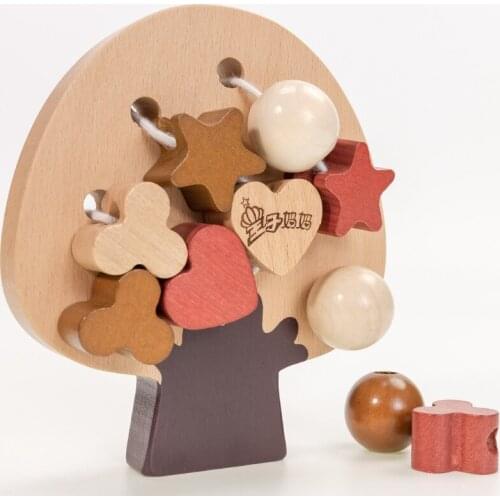 DIY Wooden Tree Beads Toys for Kids Montessori Materials Arts Crafts Stringing Beads Educational Toys for Baby Handmade Toys