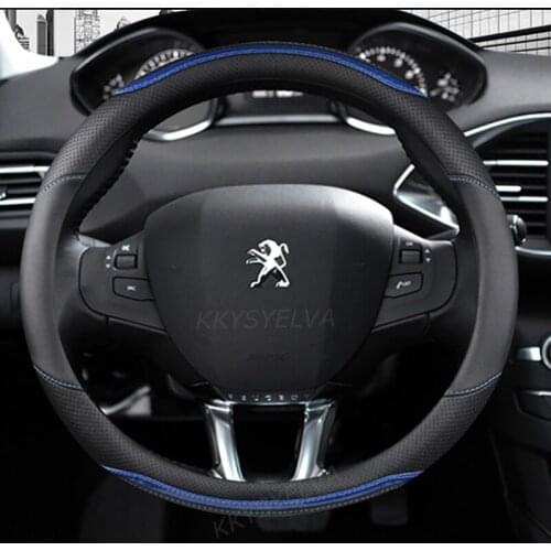 For Peugeot 208 2012~2018 Car Steering Wheel Cover Carbon Fibre + PU Leather High Quality Auto Accessories interior