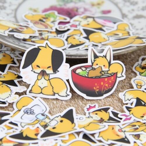 40pcs Waterproof Cute Yellow Fox Animal Children Scrapbooking Stickers for DIY Crafts Laptop Diary Deco Journal Gift Stationery