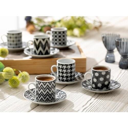 Rony porcelain set 6 coffee cups 80 ml Turkish coffee traditional palace motifs, feel pleasant, real coffee cup, happynes