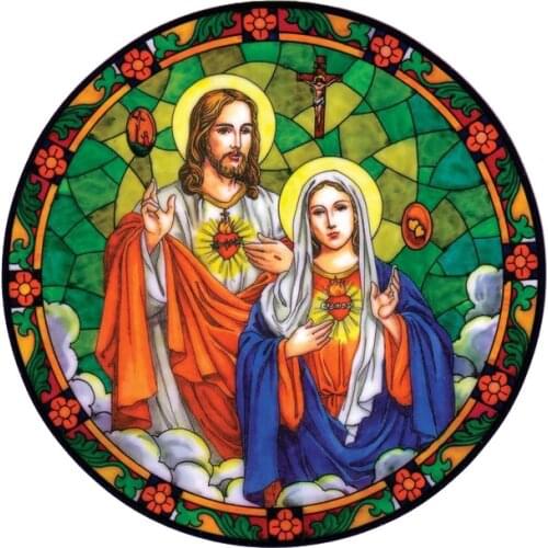 LLY-1204 SACRED HEARTS OF JESUS & MARY Car Sticker PVC Fashion Graphic Decoration Cars Accessories High Quality Waterproof Decal