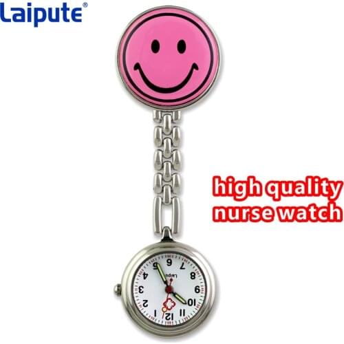 Pocket Watch Smile Face Nurse Watch relogio de bolso Clip-on Fob Brooch Pendant Hanging Watch Round Pocket Watches