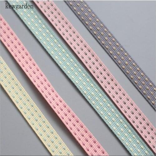 Kewgarden Dotted Line Grosgrain Ribbons 3/8" 5/8" 1" 1-1/2" DIY Bowknot Satin Ribbon Handmade Tape Clothing Accessories 20 Yards