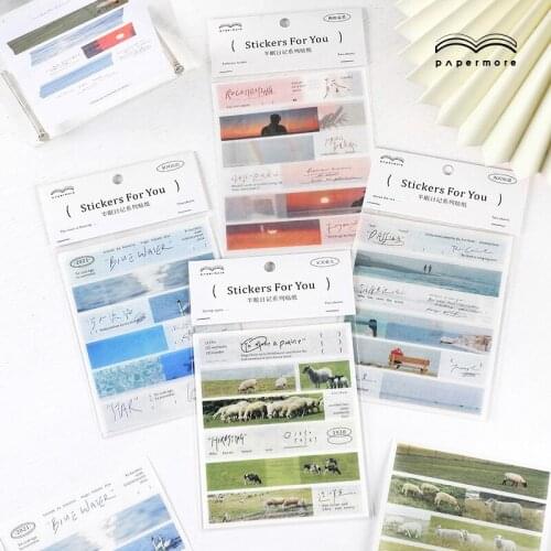 2 sheets half sleep diary series stationery sticker creative decoration DIY adhesive paper masking washi sticker