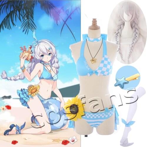 Honkai Impact 3 Kiana Kaslana Cosplay Costume Daily Swimwear Woman Sexy Summer Swimsuits Bikini Game Cosplay Swimwear Free Ship