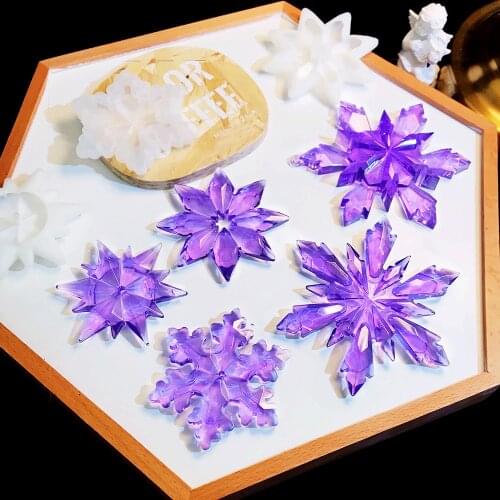 Crystal Epoxy Resin Mold Ornaments Snowflake Octagonal Shape Resin Mold Pendant Silicone Crafts Molds Jewelry Making Accessories