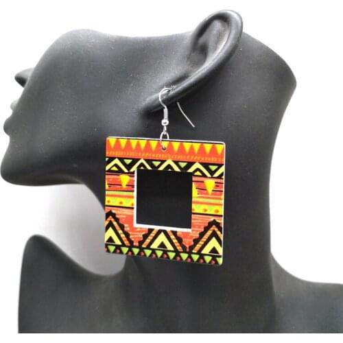 Square Wooden Earrings can mixed 6 colors