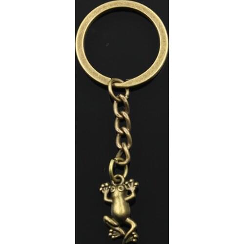 Fashion 3cm Key Ring Metal Key Chain Keychain Jewelry Antique Bronze Silver Color Plated Frog 21x12mm Pendant