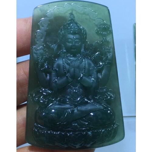 Natural 7A Myanmar jade Handcarved guan yin Buddha yellow jade pendant jade necklace pendants jewelry jade necklaces