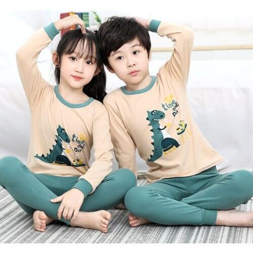 New Baby Boys Clothes Cotton Pajamas Suit Long Sleeve Sleepwear Kids Girls Cartoon Pajama Suit 4 6 8 10 12Y Night Dress Pijamas