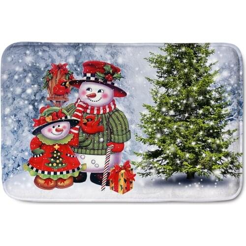 The New Doormat Flannel Floor Mat Merry Christmas Home Snowman Printing Mat Anti Slip Floor Rug For Living Room Bathroom Kitchen