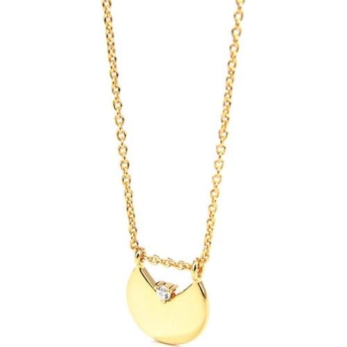 S925 silver necklace cute fan-shaped tulip inlaid zircon semicircle elegant personality necklace for women