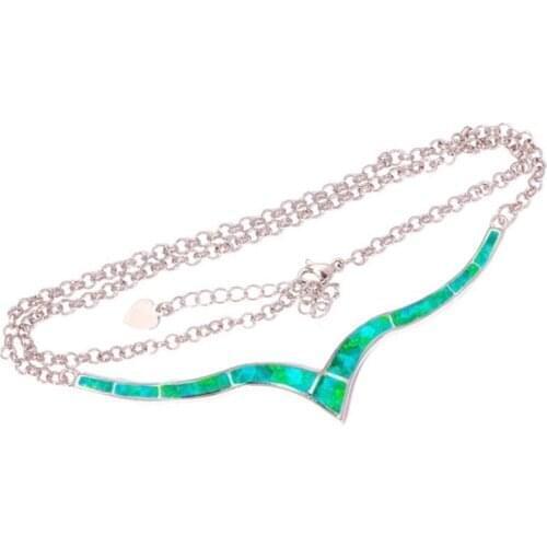 Liemjee Big V Retro Opal Necklace Fashion Personality Clavicle Chain Jewelry For Women Feature Namour Charm Gift All Seasons