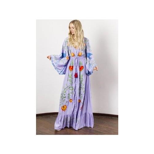 Flower Embroidey Halter Spaghetti Strap Dress