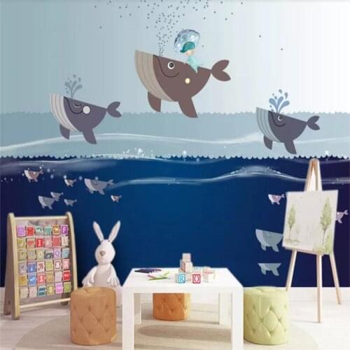 Custom wallpaper ocean cartoon 3d background wall childrens room decoration - high-grade environmentally friendly material
