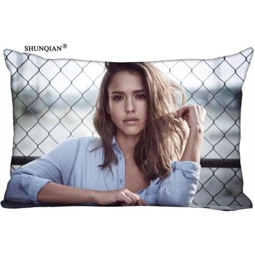 Custom Jessica Alba Rectangle Pillowcase zipper Classic Pillow Case Customized Pillow Case Covers 50*75cm (Two Sides)