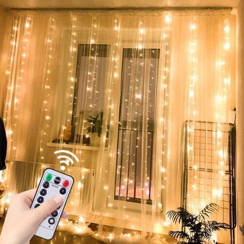 LED Curtain Fairy String Christmas Light USB Power Festoon Garland lamp with Remote Control Garden Wedding Bedroom Window Decor