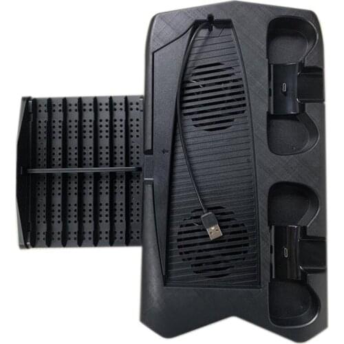 Vertical Charging Stand Dual Controller Charger with Cooling Fan for PS5 14 Retractable Game Slots and 3 USB Port HUB
