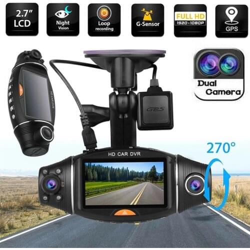 Dual Lens LCD Dash Camera Car DVR Camera Full HD 1080P Night Vision GPS Dash Cam Video Recorder G-sensor High Quality