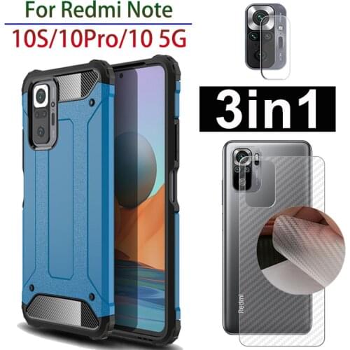 Case for xiaomi redmi note 10s case armor double layer shockproof cover note10 s 5g 10pro back film capa redmi note 10 s case