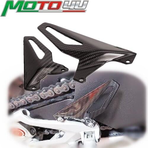 100% Carbon Fiber Motorcycle Heel Guard Rearset Plate Foot Peg Protector 3K overlay Gloss For Ducati Panigale V4 V4S 2018 2019