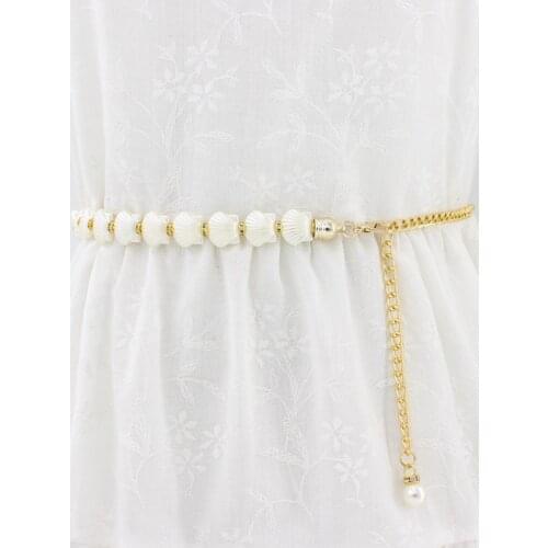 Women Fashion Belt Hip High Waist Gold Silver Narrow Metal Chain Chunky Fringes Crystal Diamond Pearl Waist Chain
