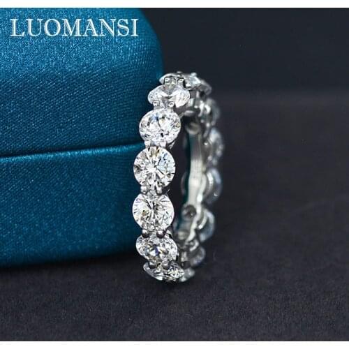 Luomansi S925 Sterling Silver Wreath Super Flash High Carbon Diamond Ring Party Wedding Woman Fine Jewelry Gift
